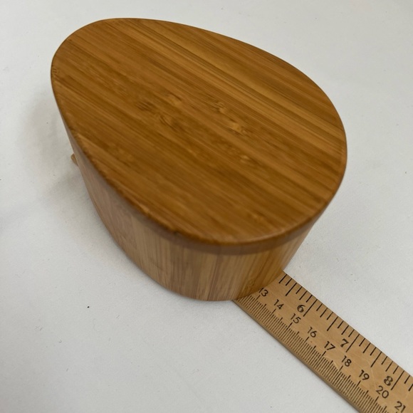 Totally Bamboo Salt Cellar Storage Trinket Box with Swivel Lid Tear Drop Shape - Picture 12 of 16